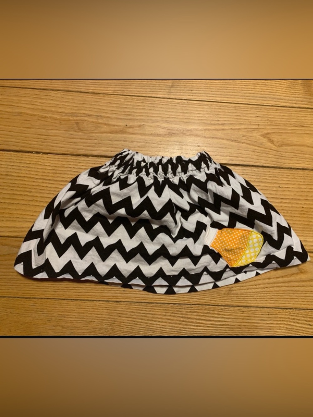 Kids Black & White Chevron Skirt with Candy Corn Patch
